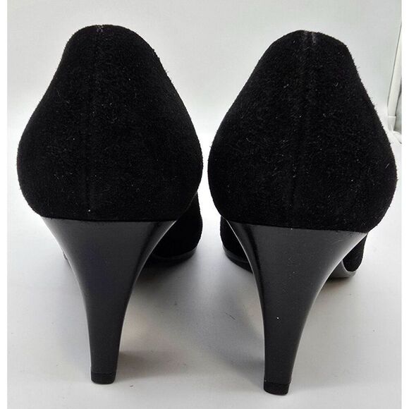 Henry Bendel Black Suede Heels Womens Size 8 Made In Italy old money elegant - Picture 3 of 11